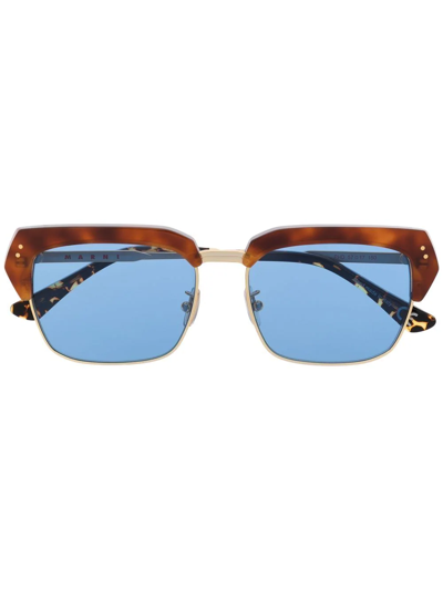Marni Eyewear Tortoiseshell-effect Square Sunglasses In Blue