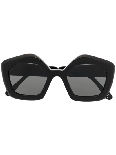 Marni Eyewear Logo Geometric Sunglasses In Black