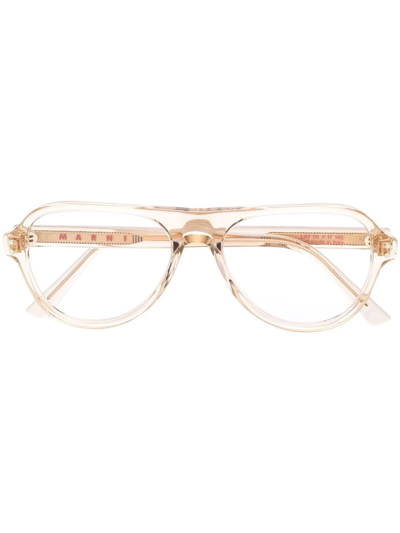 Marni Eyewear Pilot-frame Glasses In Neutrals