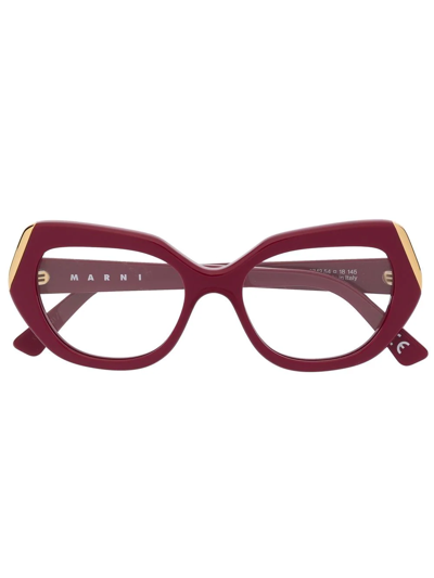 Marni Eyewear Logo Square Glasses In Red