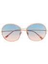 Tom Ford Hunter 58mm Round Sunglasses In Shiny Pink