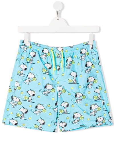 Mc2 Saint Barth Teen Snoopy-print Swim Shorts In Blue