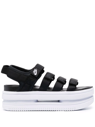 Nike Icon Classic Platform Sandals In Black/white