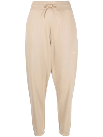 Ralph Lauren Rlx Cropped Cotton-blend Track Pants In Neutrals