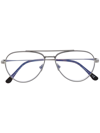 Tom Ford Double-bridge Pilot-frame Glasses In Grey
