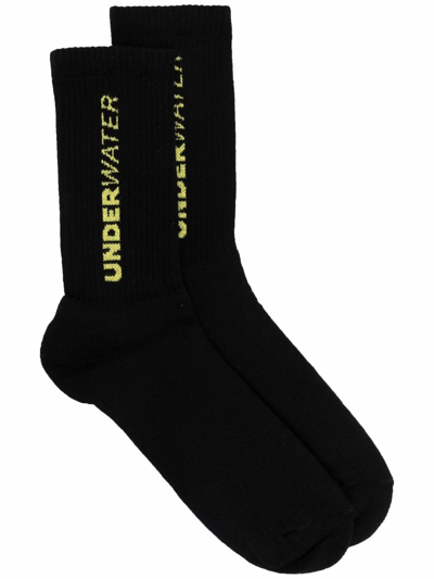 Msgm Underwater-jacquard Socks In Black
