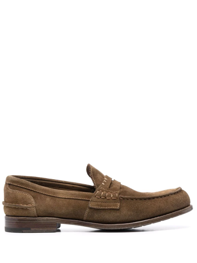 Premiata Stitch-detail Penny Loafers In Brown