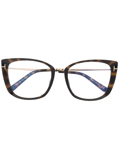 Tom Ford Tortoiseshell-effect Cat-eye Glasses In Brown