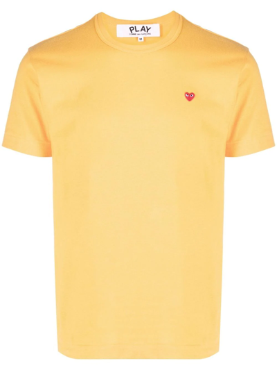 Comme Des Garçons Play Logo-embroidered T-shirt In Yellow & Orange