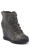 Sorel Joan Uptown Waterproof Wedge Bootie In Quarry