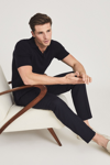 Reiss Duchie Johnny Collar Short Sleeve Wool Polo Sweater In Navy