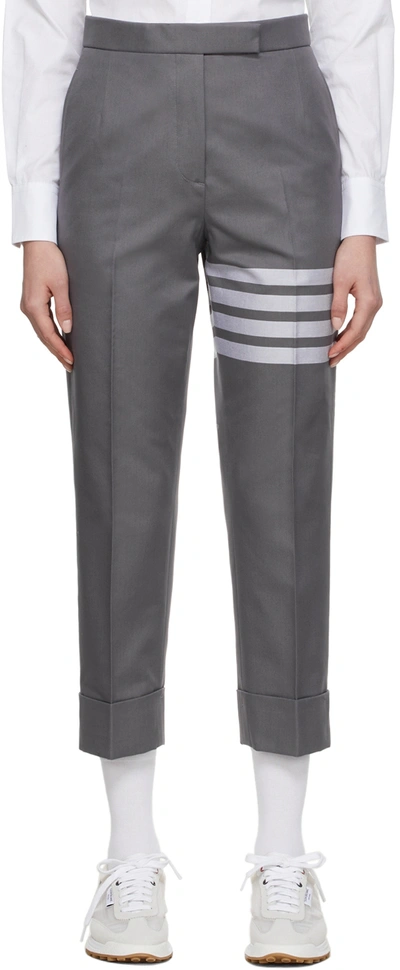 THOM BROWNE GREY 4-BAR TROUSERS