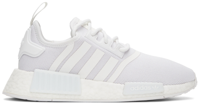 Adidas Originals Women's Nmd_r1 Primeblue Knit Low Top Sneakers In White/ White/ Silver Met