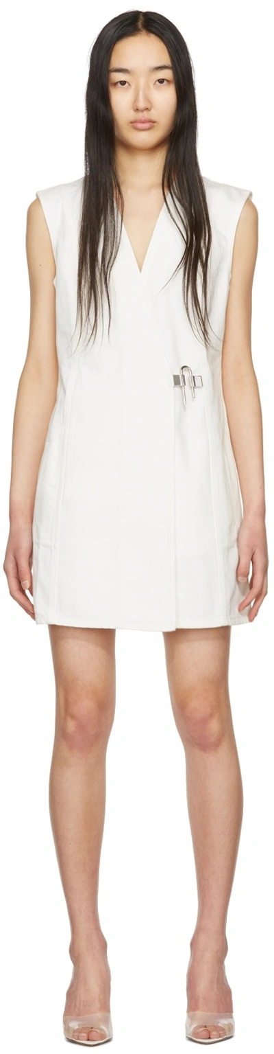 Givenchy Denim Sheath Mini Dress W/ Metal Lock Closure In White