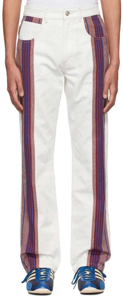 Wales Bonner Panelled Straight Jeans In White