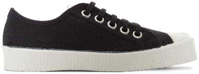 Spalwart Black Linen Special Low Trainers