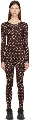 Marine Serre Crescent Moon-print Long-sleeved Jumpsuit In 71 Brown