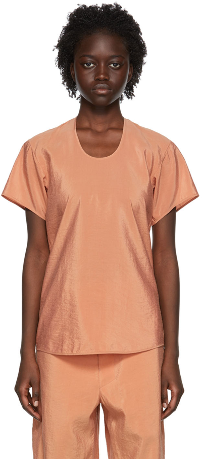 Lemaire Orange Silk T-shirt In 317 Coral