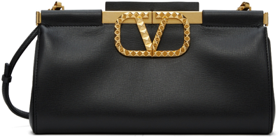 Valentino Garavani Alcove Rockstud Vlogo Clutch Shoulder Bag In Black