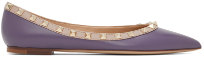 Valentino Garavani Purple Rockstud Ballerina Flats In T73 Indian Violet/po