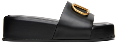 Valentino Garavani Black Platform Sandals In 0no Nero