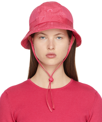 Marine Serre Embroidered Moon Bell Bucket Hat In Pink
