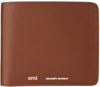 AMI ALEXANDRE MATTIUSSI BROWN LEATHER FOLDED WALLET