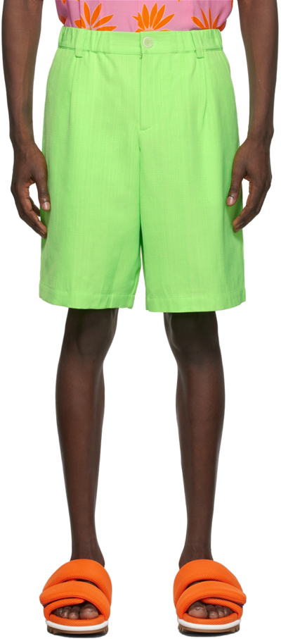 Jacquemus Le Short Gelati Silk-blend Shorts In Green