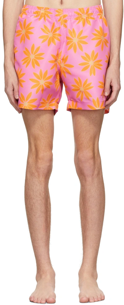 Jacquemus Pink & Orange 'le Maillot Peinture' Swim Shorts