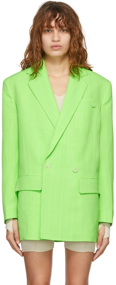Jacquemus Marino Viscose And Silk Blend Blazer In Green