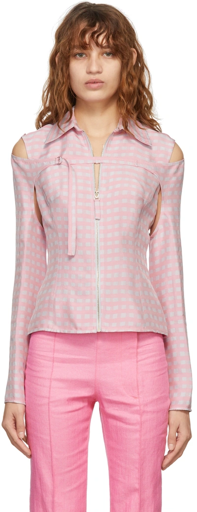 Jacquemus Pink & White Convertible 'la Chemise Morango' Shirt