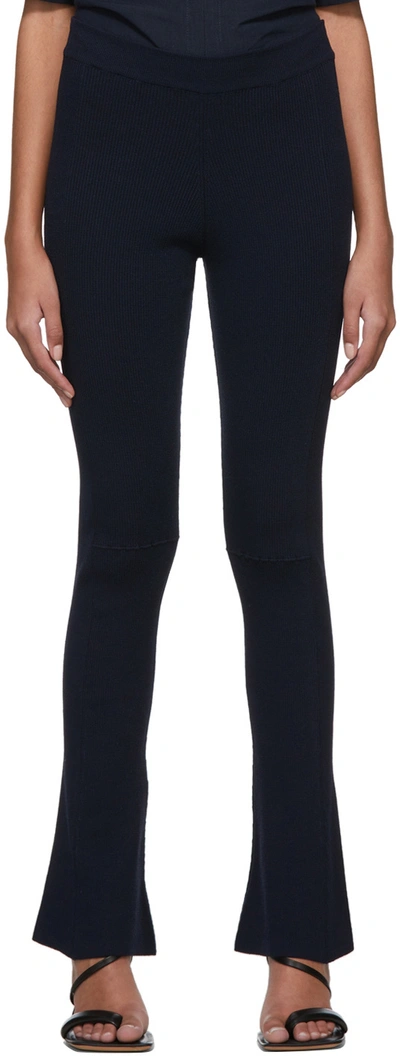 Jacquemus Le Pantalon Maille Flared Trousers In Black
