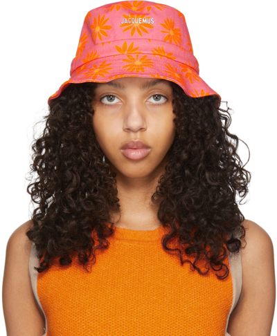Jacquemus Bob Gadjo Floral-print Cotton Bucket Hat In Pink