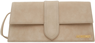 Jacquemus Neutral Le Bambino Long Suede Shoulder Bag In Neutrals