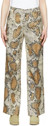 Stockholm Surfboard Club Beige Polyester Trousers In Snake