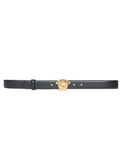 Versace Palazzo Leather Belt In Black