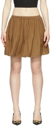 Red Valentino Brown Cotton Mini Skirt In K29 Tabacco