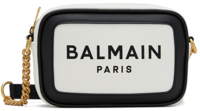 Balmain White B-army Camera Shoulder Bag In Gab White/black
