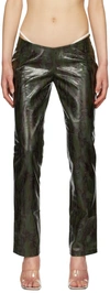 Miaou Rex Snake Print Faux Leather Trousers In Forest Python