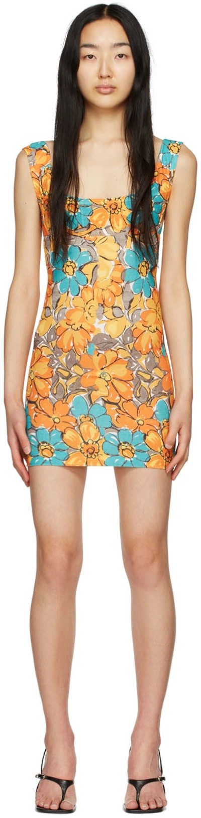 Miaou Orange Vivi Mini Dress In Parisian Flower Orange