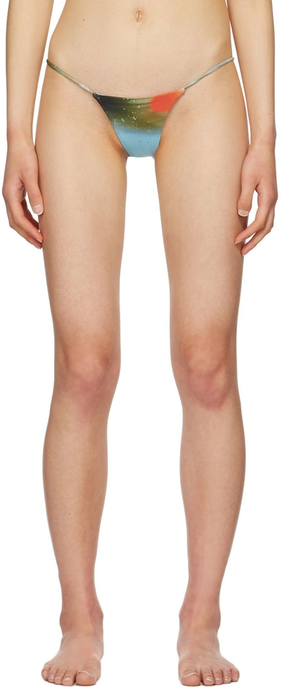 Miaou Blue Itty Bitty Bikini Bottom In Motion Blue