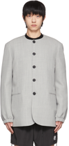 We11 Done Grey Wool Blazer In Melange Grey