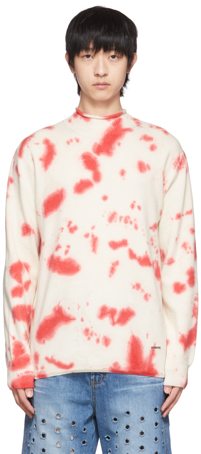 We11 Done Off-white Tie-dye Sweater In Red