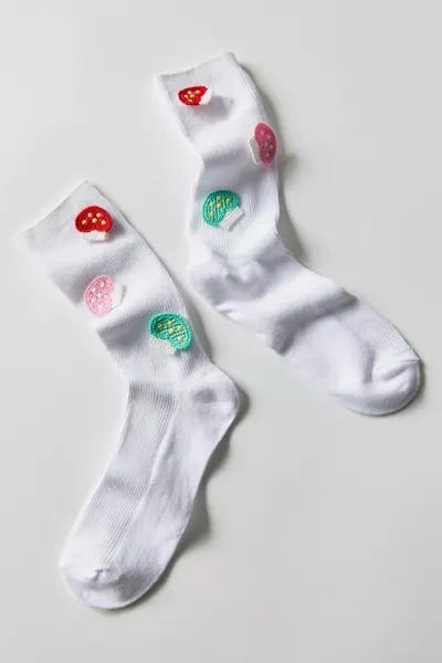Urban Outfitters Crochet Icon Crew Sock In Mushroom