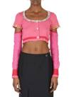 Stella Mccartney Pink Tight Mix Cropped Cardigan In Fucsia