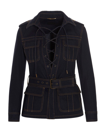 Saint Laurent Saharian Belted Lace-up Denim Jacket