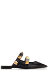Valentino Roman Stud Leather Point-toe Flats In Nero