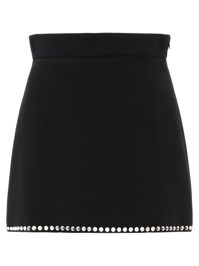 Miu Miu Stud Embellished Mini Skirt In Black