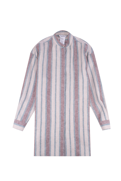 Max Mara Grammo Striped Linen Shirt In Grey