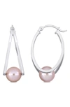 Delmar Sterling Silver 8-8.5mm Pink Freshwater Cultured Pearl Drop Earrings In Pink